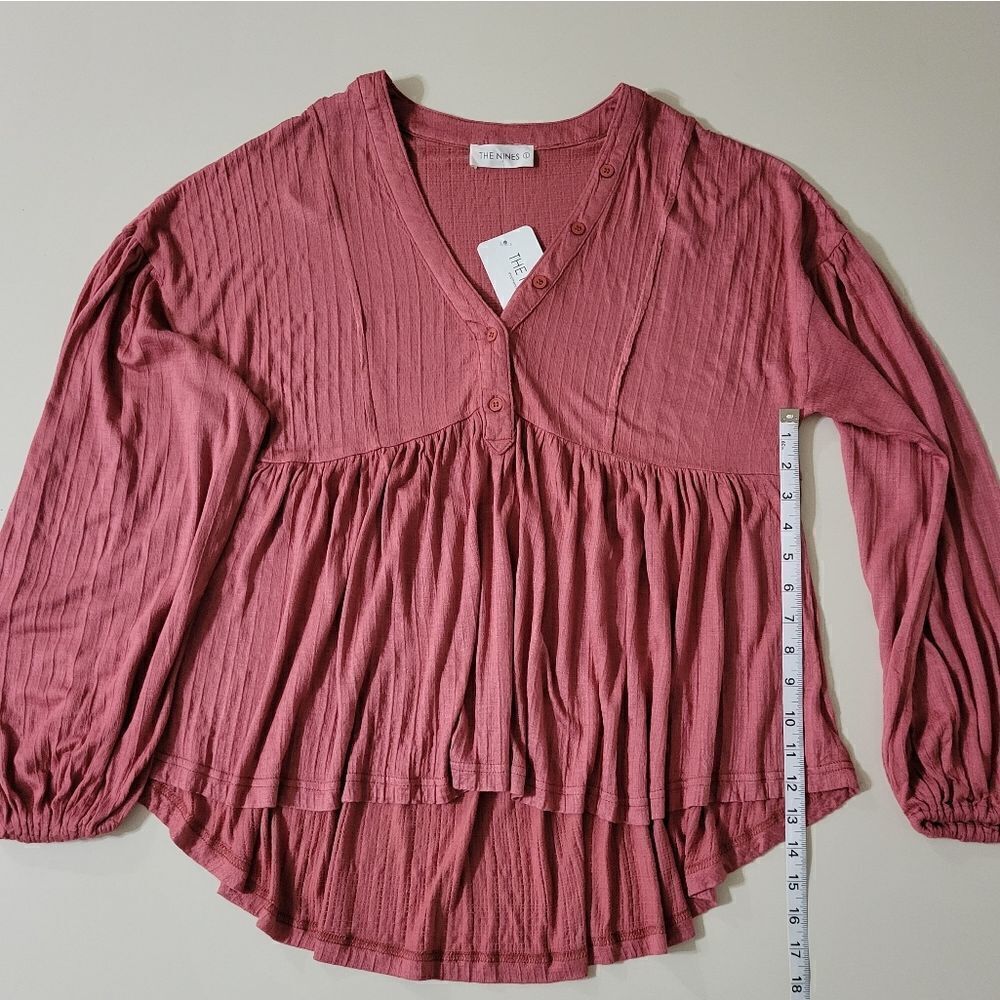 The Nines Women's Rust Babydoll Balloon Sleeve Blouse - Picture 10 of 16